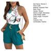 Women's Summer 2 Piece Outfit Halter Sleeveless Floral Print Top And High Waisted Belted Shorts Set for Vacation Travel