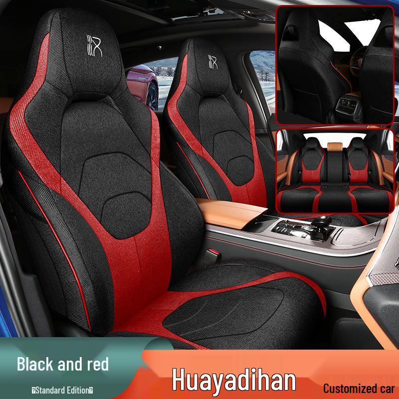 Дышащая льняная накидка на автомобильное сиденье для BYD Han: 5-местный, всесезонный, универсальный чехол с полным обхватом