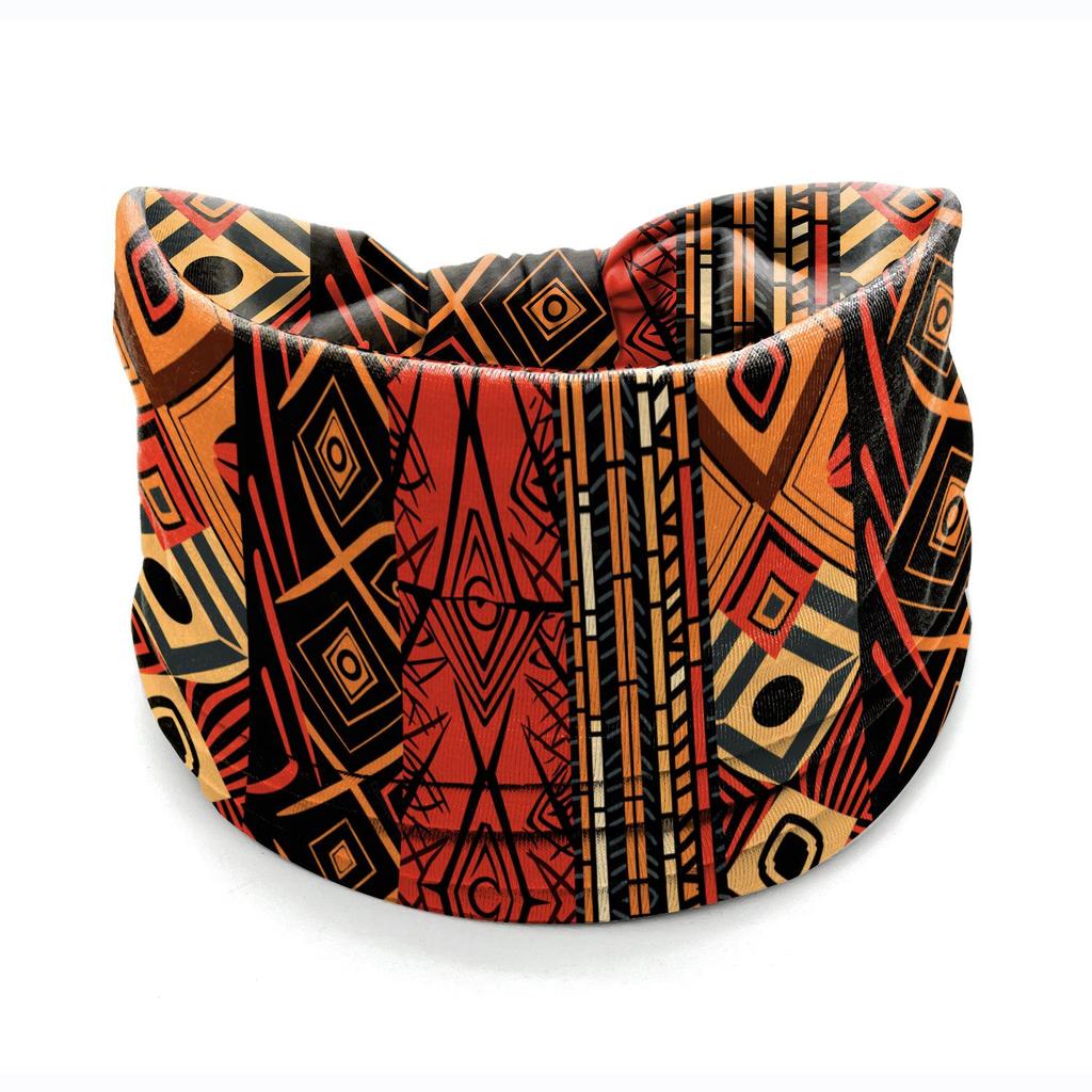 Bohemian African Ethnic Print Knotted Yoga Headband – Wide Elastic Women's Hair Accessory