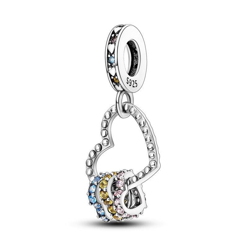 New Trinkets 925 Pure Silver Pink 8 Wings Sunflower Pendant Beads fit Original Charms Bracelet DIY Women Jewelry