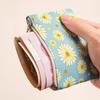 Compact Floral Canvas Wallet - Zipper Coin Purse & Card Holder