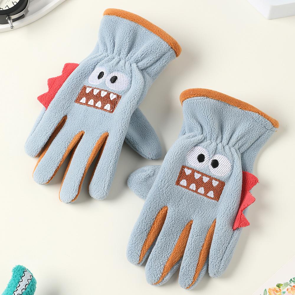 Add Fleece In Autumn and Winter Olympic Fleece Primary School Students Cycling Skin Friendly Outdoor Warm and Cold Proof Cute Gloves