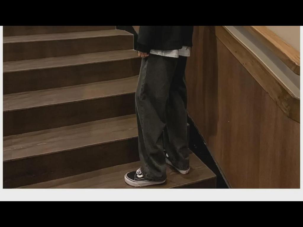 Men's Black Retro Wide-Leg Jeans - New Autumn Trend, High Street Style, Straight Loose Fit, Large Size Available.