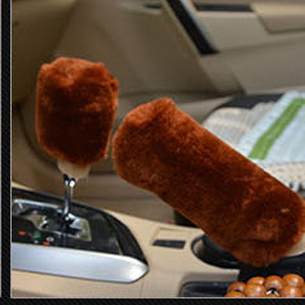 1 Pair of Soft Plush Handbrake Cover Set Warm Handbrake Grip Covers Automatic Transmission
