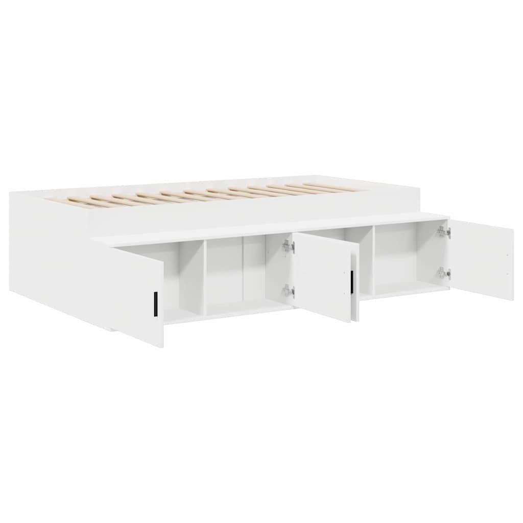 Bed Frame with Drawers White 100 x 200 cm Engineered Wood