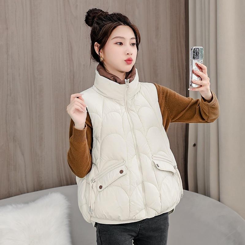 Cotton-padded Vest Women's Autumn and Winter Short Stand-up Collar Loose Down Cotton Vest Outer Wear Cotton Vest Vest Jacket