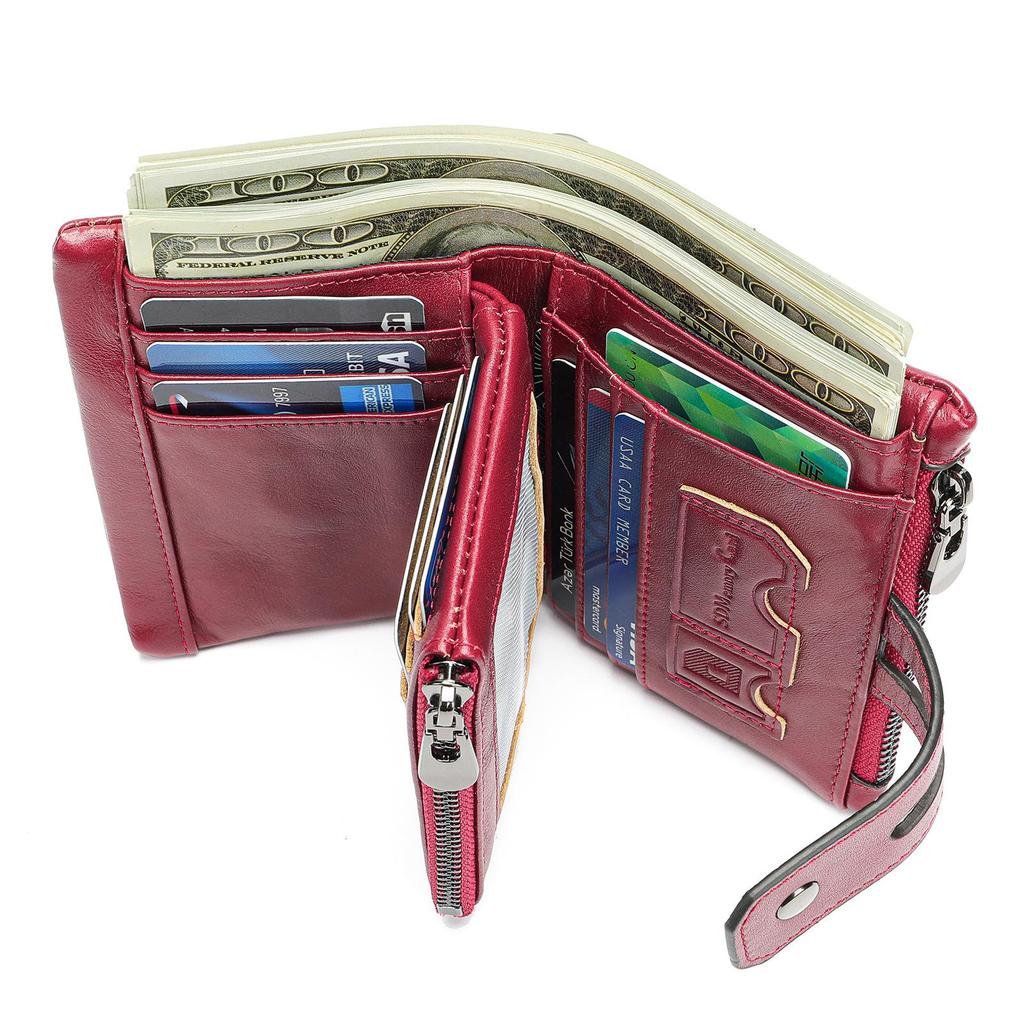 Marlonte Women's High-End Retro Leather Wallet & Clutch - Anti-Magnetic, Multifunctional Long Design In Top Layer Cowhide
