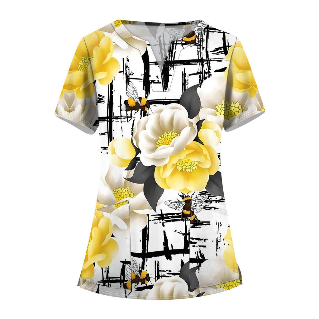 Женские модные комбинезоны с коротким рукавом и V-образным вырезом, с карманами, с принтом, топы, одежда