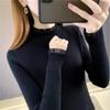 Semi-turtleneck Knitted Sweater Women's Spring and Autumn New Versatile Lace Splicing Sweater Backing Inner Top