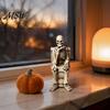 Aged Texture Figurine Skeleton on Toilet Figurine, Funny Gothic Bathroom Statue, Spooky Creepy Home Accents Halloween Resin Ornament for Office Shelf