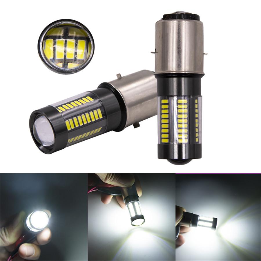 BA20D LED Headlight Bulb 100W 6-Side White 6000K 66LED 12V-24V Hi/Lo Beam Headlight DRL Fog Lamp Driving Light Bulb for Motorcycle