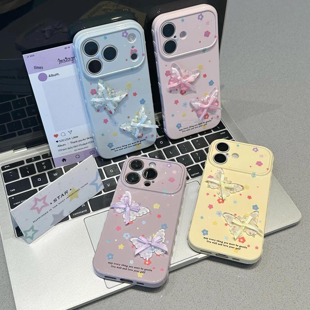 Цветочный чехол-книжка с бабочкой и сердцем для iPhone 17 Pro Max/16/15 Pro