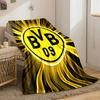 Yellow circular logo with "BVB 09" text, surrounded by radial light streaks. for all seasons blanket lunch break throw gift