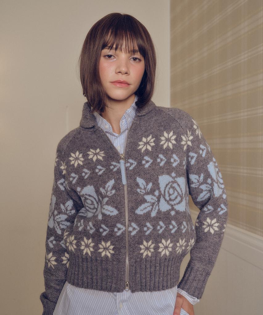 MELLY&ROSE Rose Cowitchan Zip-Up Knit Blouson (310252)_Gray