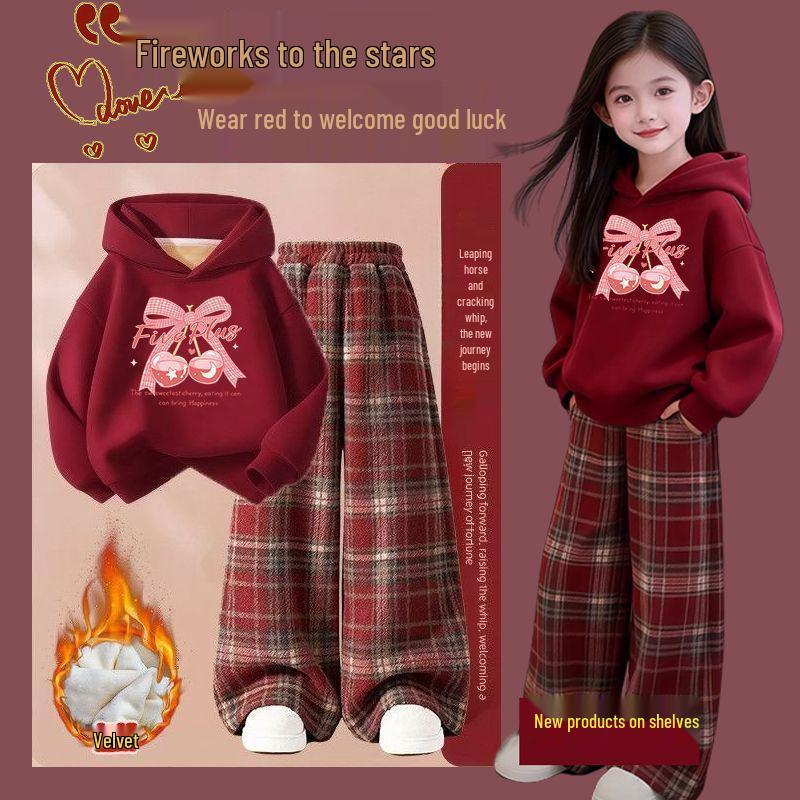 Девочки, Зимний Шик 2026: Комплект Худи и Клетчатые Штаны