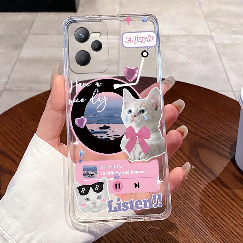 Casing For OPPO Realme C35 4G Narzo 50A Prime Case Aesthetic Cute Cat Astronaut Soft Silicone Back Cover Transparent Phone Case