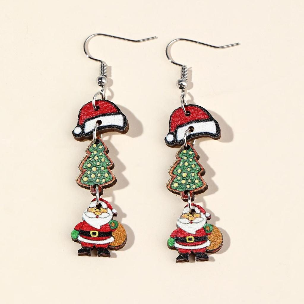 Christmas Themed Women’s Drop Earrings: Elk, Tree, Santa, Socks, Gingerbread Man