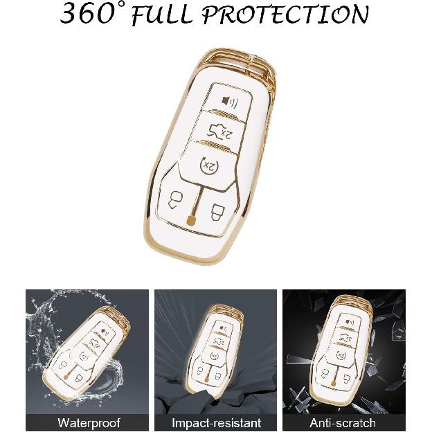 Крышка брелока для Ford, совместимая с Explorer Edge Mustang Fusion Titanium Lincoln MKZ MKC MKX, 5 кнопок, мягкий чехол для брелока из ТПУ, защитная оболочка