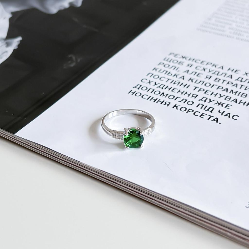 Silver Ring with Nano Emerald, Cubic Zirkonia, Product Weight 1.69 G (60001718)