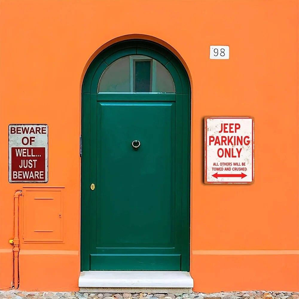 "JEEP PARKING ONLY " Metal Tin Sign, Vintage Decor Art Wall Decor For  Home Restaurant Bar Garage Car Park Jeep Club