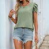Women's Summer New Petal Short Sleeve Jacquard Pullover Shirt Top