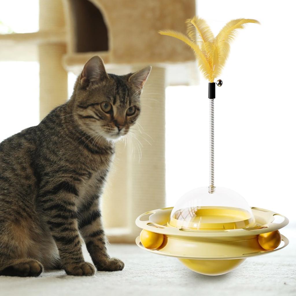 Things Don't Fall Down Leaky Food Ball Play Tray Teaser Cat Toys Spring Feather Teaser Cat Stick Cat Self Hi Boredom Relief