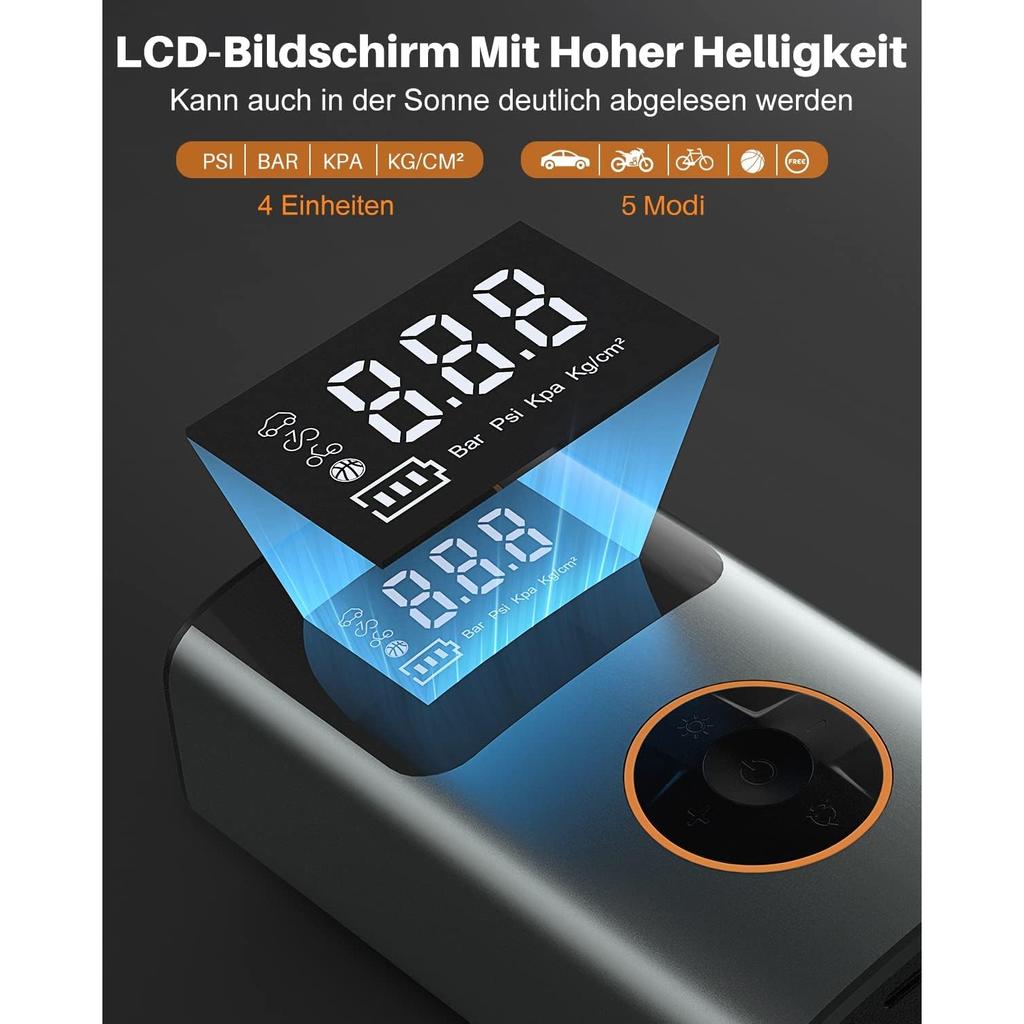 Электрический портативный воздушный насос с аккумулятором-велосипедный насос, шинный насос I50PSI, 4000 мАч, компрессор для мотоциклов, велосипедов, автомобилей, шариков