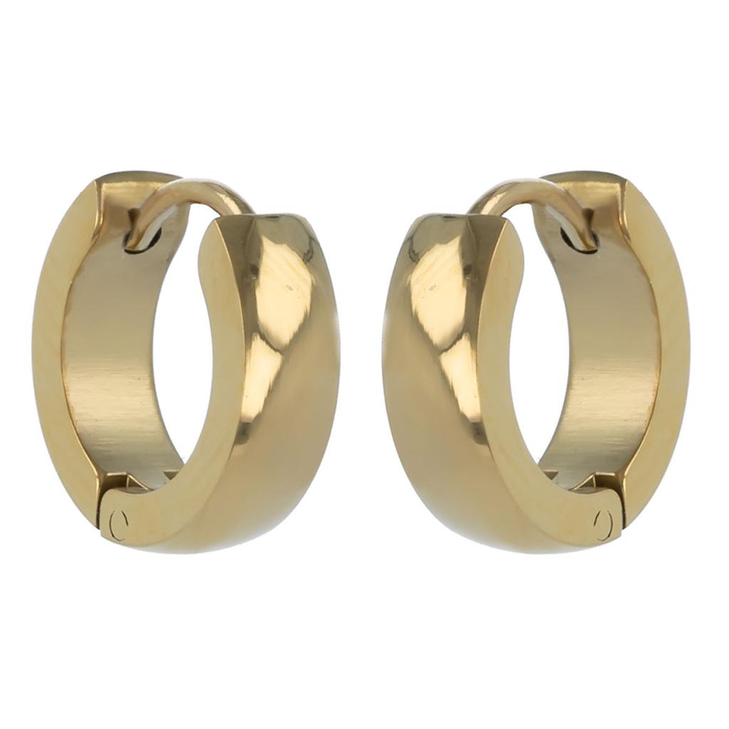 Les Trésors De Lily [R4839] - 'Peaceful' Gold Steel Hoop Earrings - 12 Mm 4 Mm