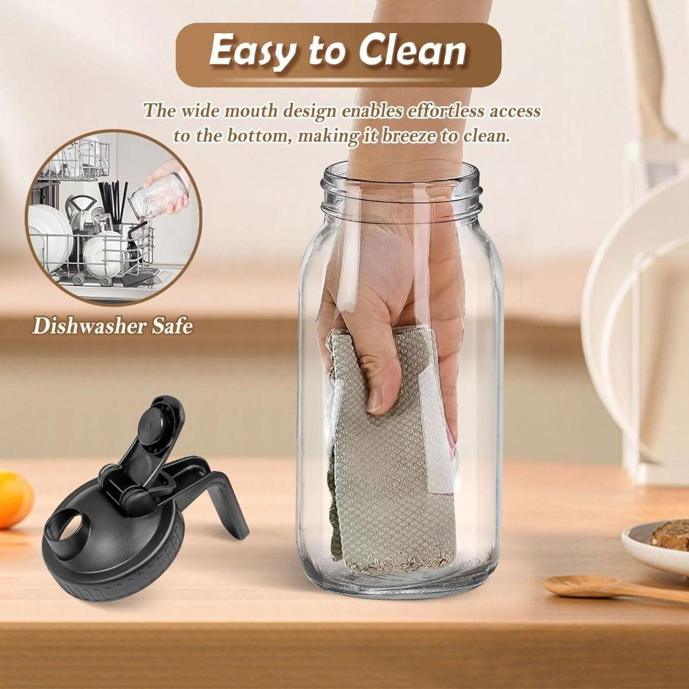 Large Capacity Wide Mouth Mason Jar Car Mounted Glasses Tumbler Glass Tea Cup  for Cold Brew