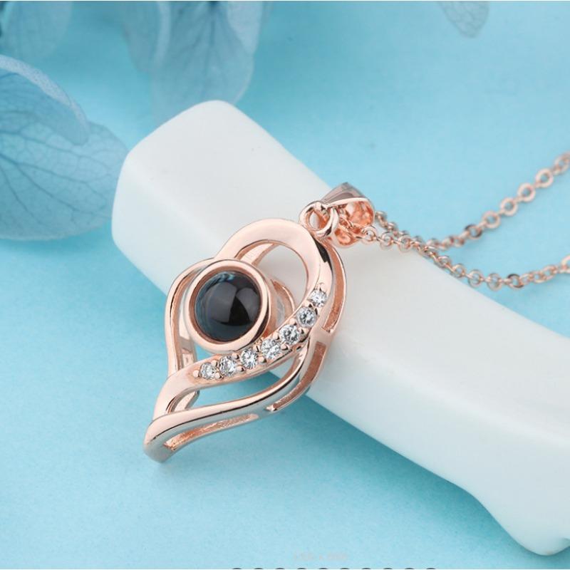 Ожерелье с подвеской в виде проекции любви из стерлингового серебра S925 пробы с надписью «Я люблю тебя» на 100 языках