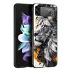 Cross Pattern Bicolor Lion Hard PC Phone Case For Samsung Galaxy Z Flip 7 6 5 4 Black Cover For Galaxy Z Flip 3 Foldable Fundas