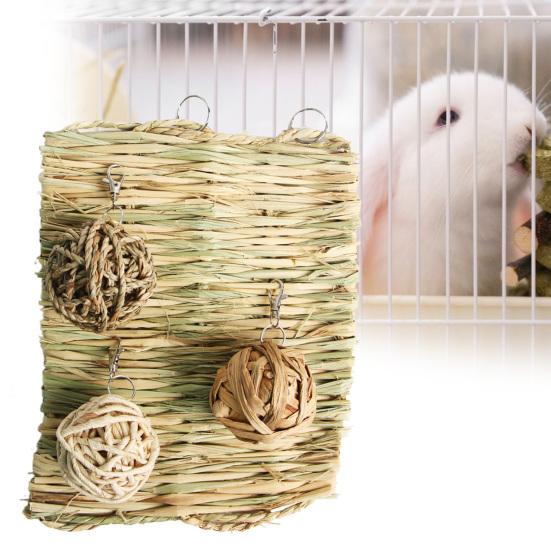 1 комплект, игрушка для жевания хомяка, устойчивая к укусам, натуральные материалы, снимающая скуку, хомяк, кроличьи зубы, шлифовка зубов, соломенный коврик, аксессуары для клетки