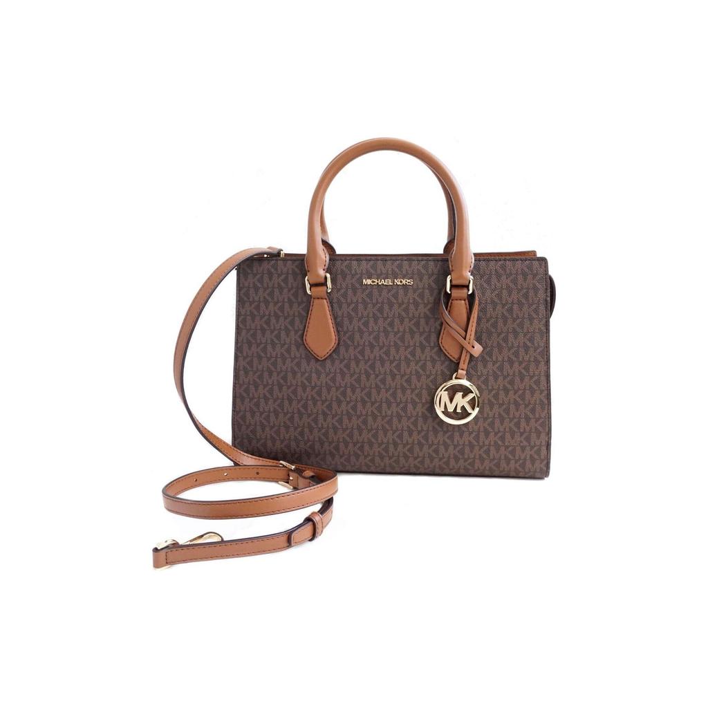 Michael Kors Подвеска с логотипом Sheila Классическая кожаная сумка-тоут на молнии с монограммой Женская сумка-тоут Золотисто-коричневая 35S3G6HS2B-BROWN