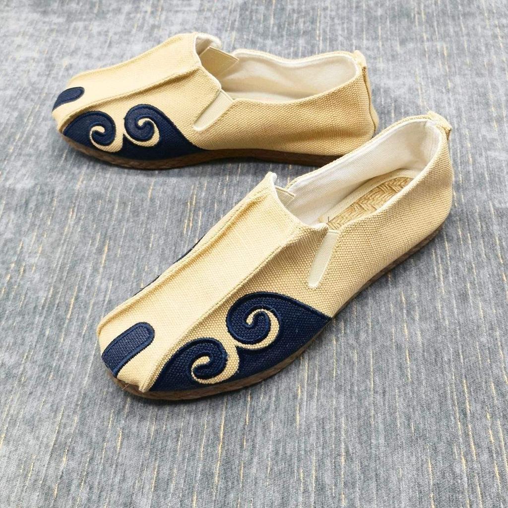 Мужские льняные туфли-монки Dali, лоферы на мягкой подошве, дизайн «Благоприятные облака», дышащие слипоны, китайский стиль.