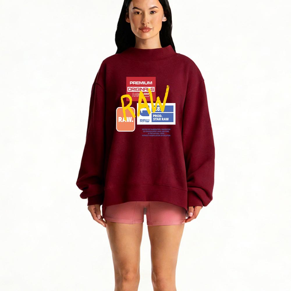 European Trend Women's Autumn Long-Sleeve Mid-High Collar Sweatshirt