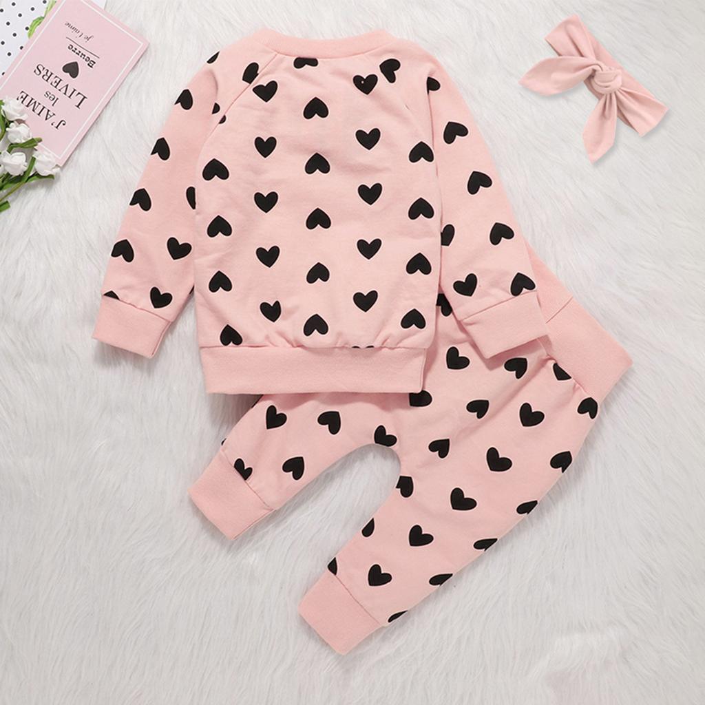 Комплект из свитера с капюшоном и брюками для новорожденных девочек с принтом в виде сердечек в День святого Валентина