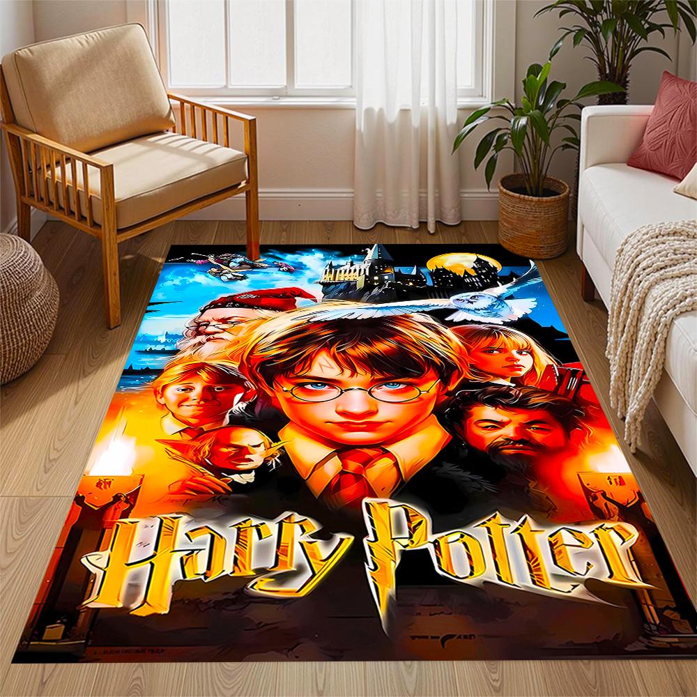 Harry Potter Hogwarts Themed Anti-Slip Rugs - Polyester Home Decor, Suitable for Bedrooms, Living Rooms, Doorways, Studios, and Decorations