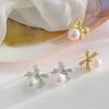 Bow-knot Pearl Earrings French Light Luxury Exquisite Temperament Earrings High-end Lady Earrings
