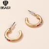 Bisaer Bright Colorful Rhinestones Circular Shape Stud Earrings for Women Fine Jewelry