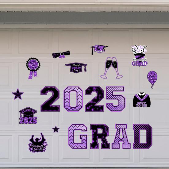 2025 Graduation Car Magnets Congrats Grad Magnetic Stickers Set Graduation Party Decor Magnets for Cars Fridge Garage Mailbox