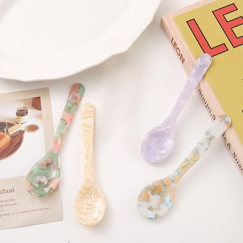 Красочные акриловые ложки для льда, сливок, кофе, икры, ложки для помешивания, десертные ложки, чайные ложки, столовые приборы, реквизит для вечеринок и фото