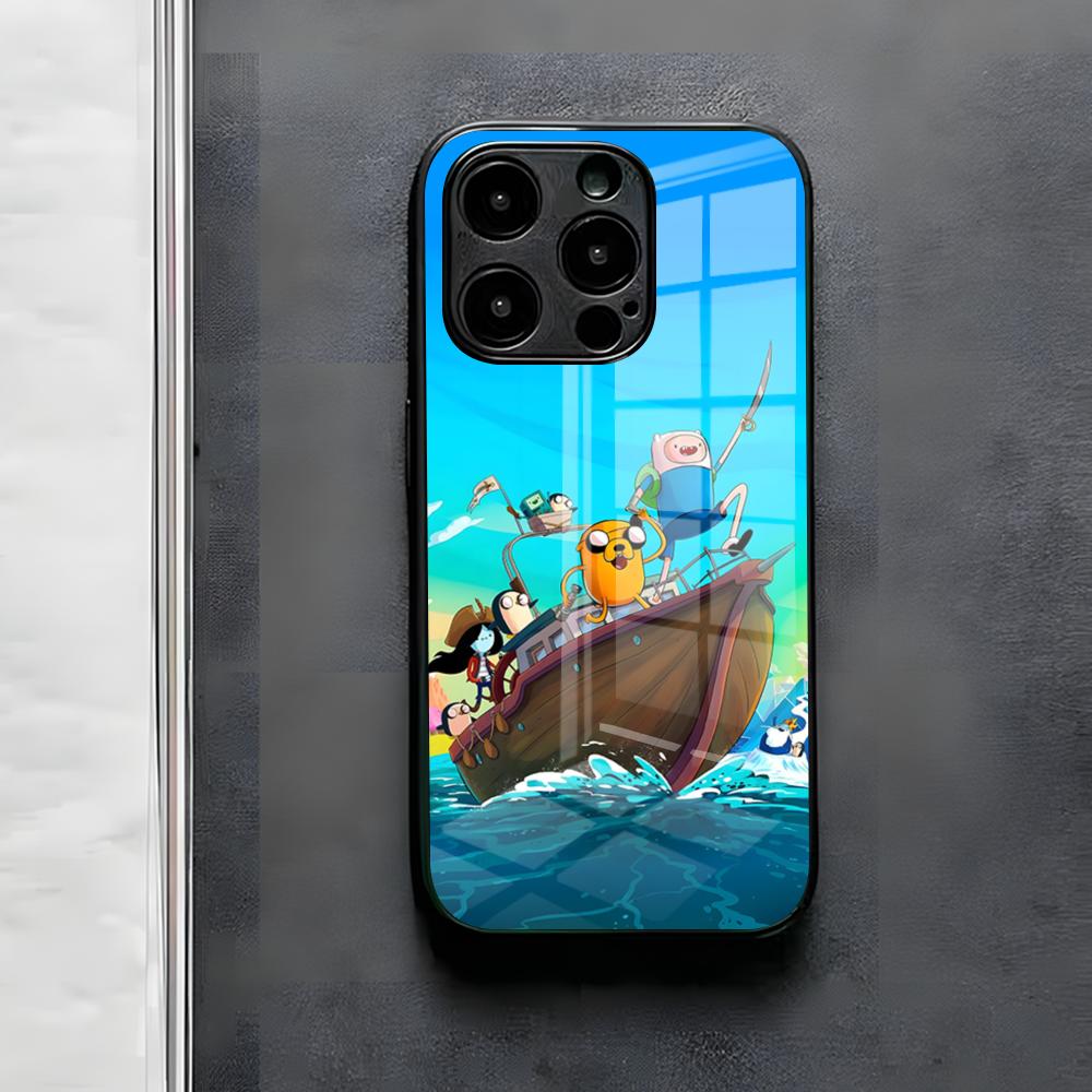 A-AdventureS Cartoon-T-Time-AT Phone Case For IPhone 17 Air 16 E Pro Max 15 14 13 Mini 12 Pro 11 Max Plus Black Glass Cover