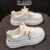 Popular Leather Little White Shoes Children's Shoes Versatile Platform Student Board Shoes 2025 Autumn New Casual Sports Shoes