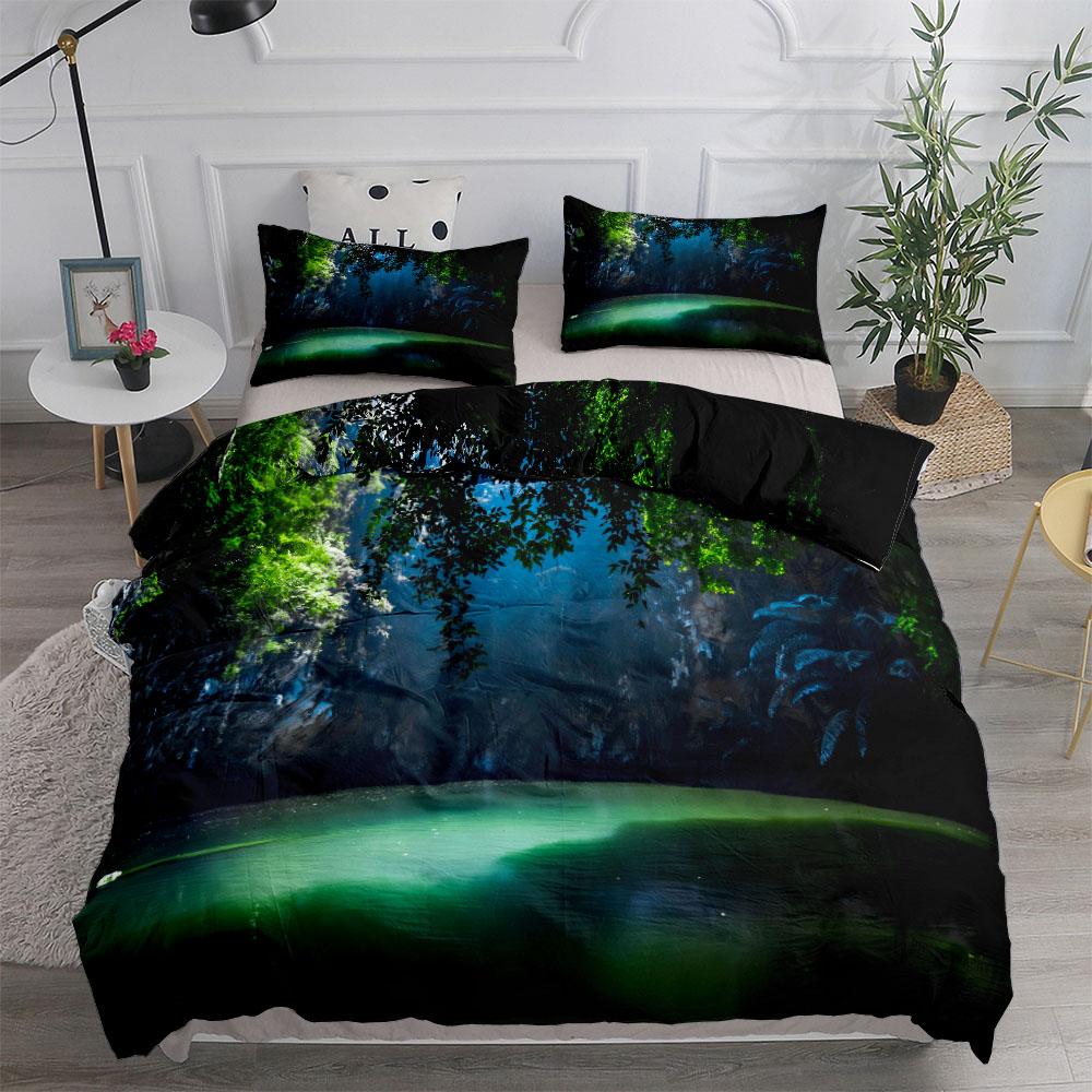 Комплект постельного белья с акварельными бирюзовыми цветами King Queen Double Full Twin Single Size