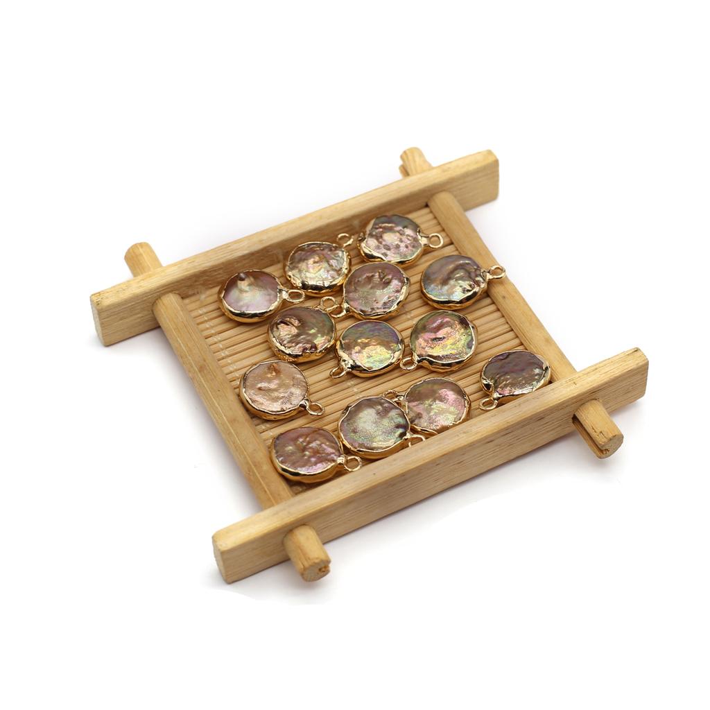 1 шт., мини-подвеска из искусственного жемчуга в стиле барокко, богемные круглые золотистые подвески с завернутыми краями для самостоятельного изготовления ожерелья, брелока, подвесных аксессуаров, ювелирных изделий