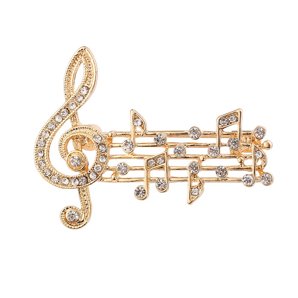 Fashion Music Note Brooches Pins Gold Silver Color Enamel Brooch Elegant Party Accessories For Musical Lovers