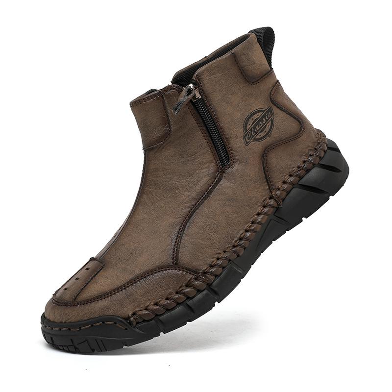 Мужская повседневная кожаная обувь в британском стиле 2024Новая модная и удобная обувь до щиколотки Мягкая подошва Противоскользящая Высокий верх Спортивная обувь