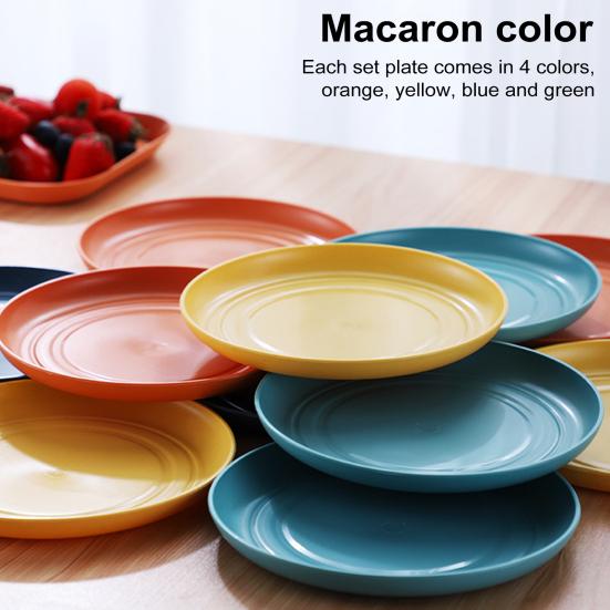 4 шт. легкие небьющиеся тарелки, многоразовые посудомоечная машина, микроволновая печь, безопасные обеденные тарелки, красочные повседневные квадратные круглые тарелки для кухни, кемпинга