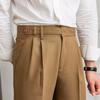 "Men's Spring/Autumn British-Style Mid-High Waist Straight Nine-Point Anti-Wrinkle Pants"