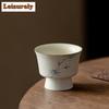 80ml Hand-painted Ink Bamboo Ceramic Teacup Powder Yin White Water Moon Cup Tea Master Cup Tea Bowl Chazhan Kung Fu Teaware Gift